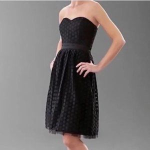White House Black Market Women Polka Dot Strapless Dress Back Zip Black Size 2